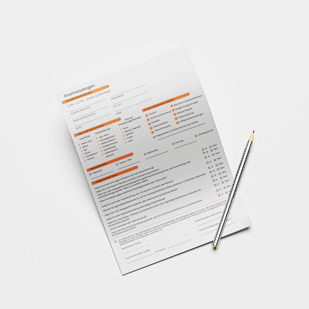 Anamnesebogen & Einverständniserklärung (orange) - Digital – Bild 2