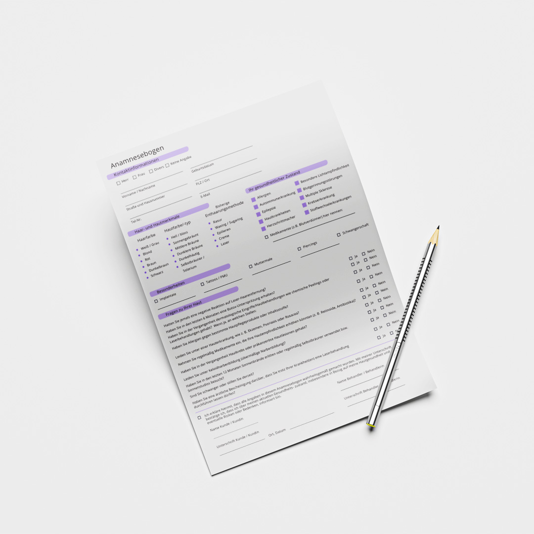 Anamnesebogen & Einverständniserklärung (lila) - Digital – Bild 2