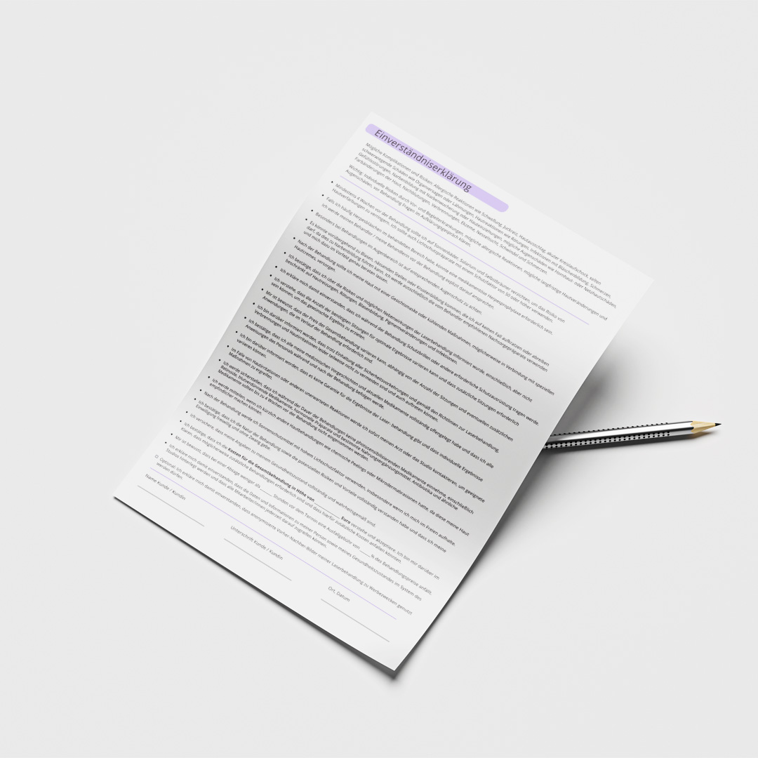 Anamnesebogen & Einverständniserklärung (lila) - Digital – Bild 3