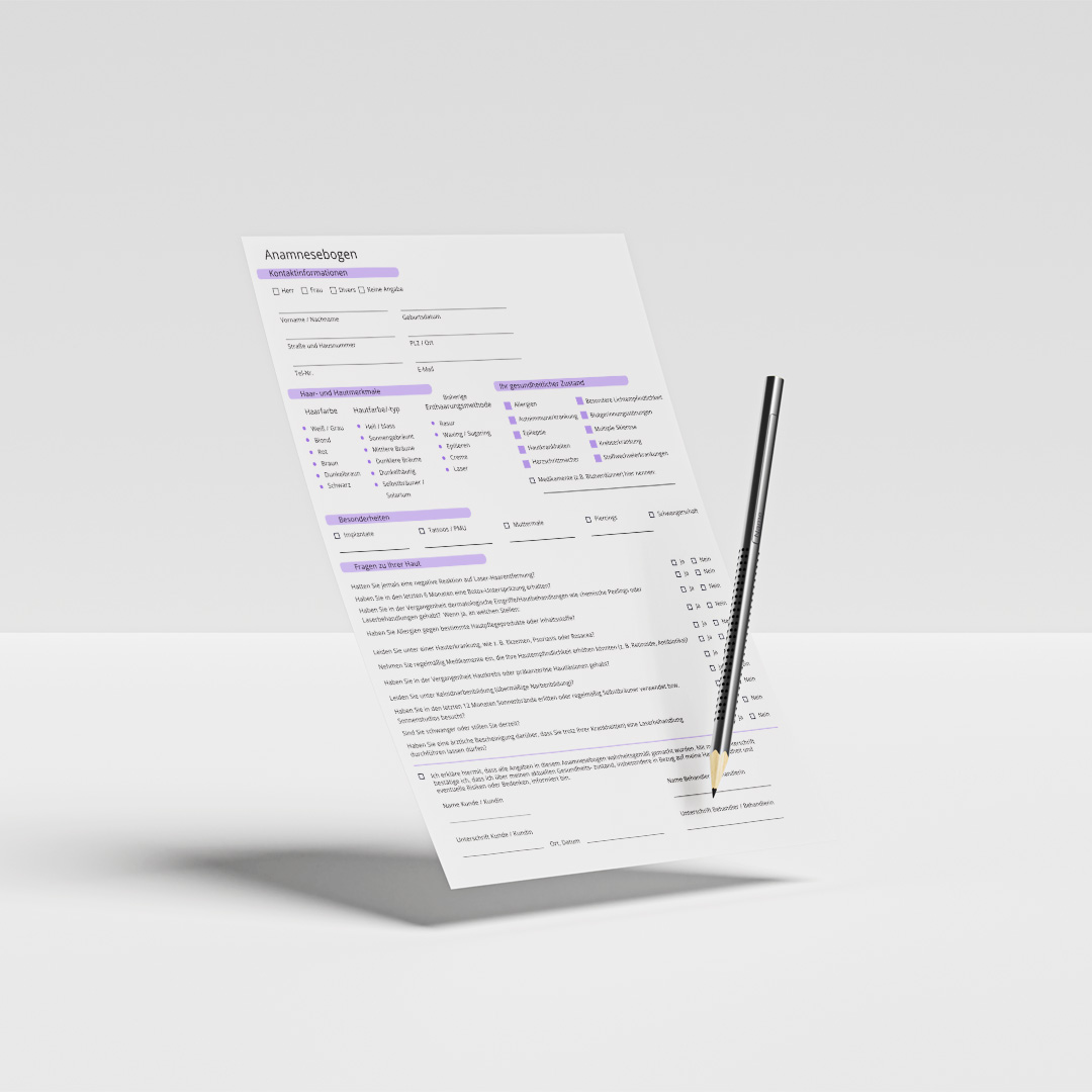 Anamnesebogen & Einverständniserklärung (lila) - Digital – Bild 4